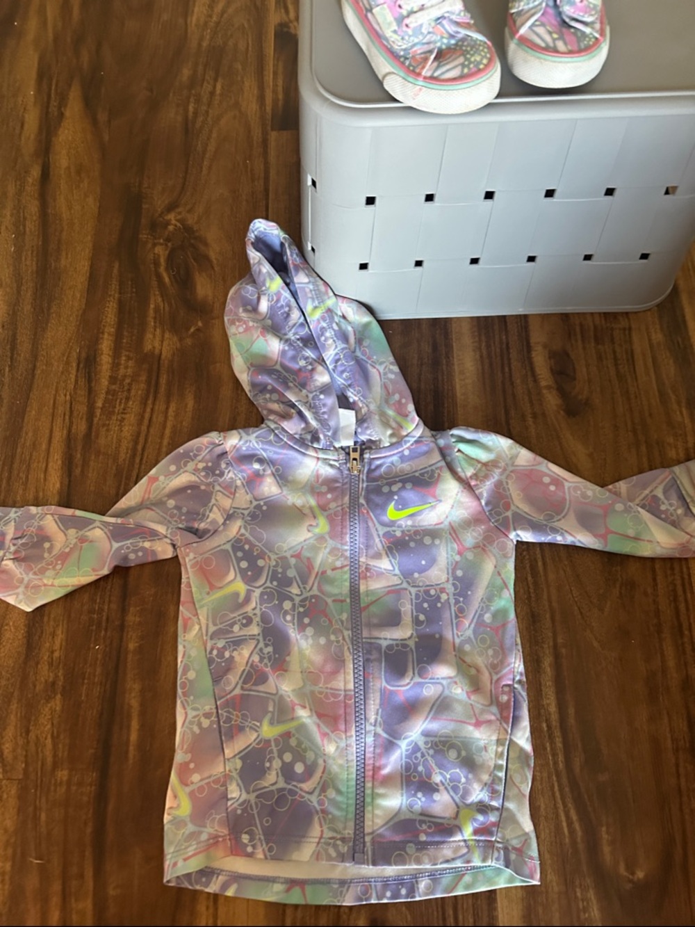 Nike Pastel Tie-Dye Zip Hoodie with Neon Swoosh